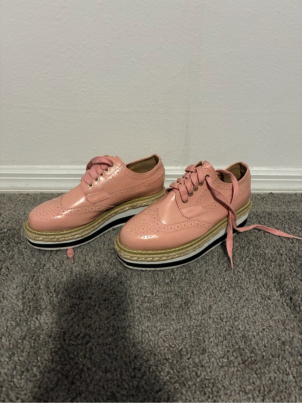 Nature Breeze Pink Patent Platform Brogues